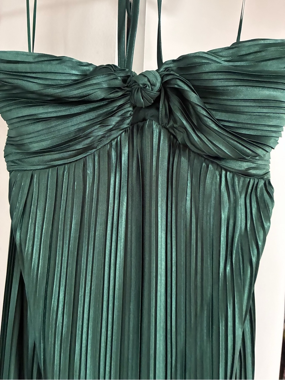 Vici Teal Pleated Strapless Maxi Dress with Halter Tie - Picture 4 of 7